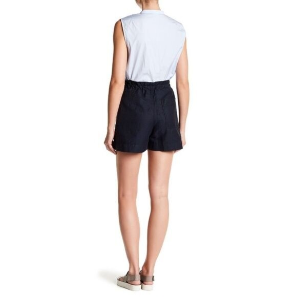 VINCE Drawstring Utility Shorts in Coastal Blue Cotton Linen Blend Size Small - Picture 4 of 15